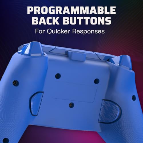 Image of PDP Gaming Afterglow Wave Enhanced Wired Controller for Xbox Series X|S, Xbox One and Windows 10 /11 PC, Advanced Programmable Gamepad, Customizable Lighting, Licensed by Microsoft, Companion App: Blue