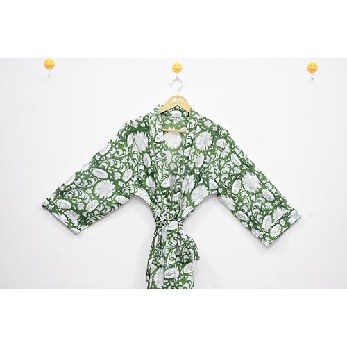 Hand block print Cotton Kimono bikini cover up,Indian Hand block print Cotton Bath Robe,Swim Wear,Nighrwere Dressing Gown4