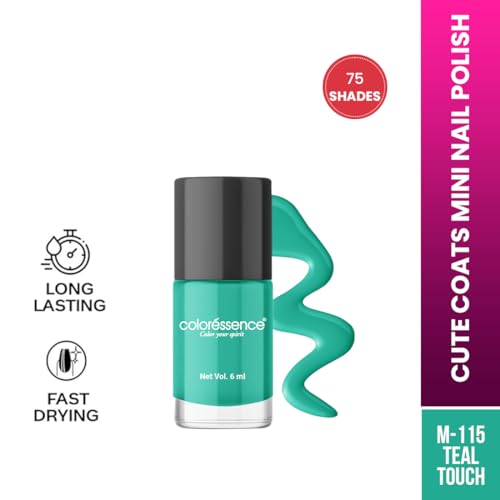 Image of Coloressence Cute Coats Long Lasting Nail Paint | Chip Resistant | Quick Dry | One Swipe Application | Toxin Free|Teal Touch-6ml