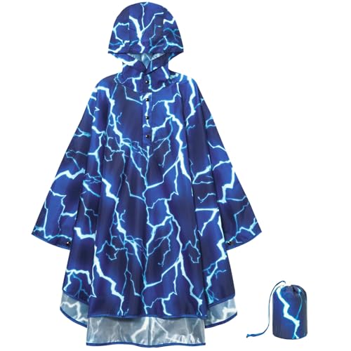 Image of WAWSAM Lightweight Rain Poncho Kids, Ponchos for Kids Waterproof Reusable Hooded, Kids Poncho Rain Jacket for Boys and Girls