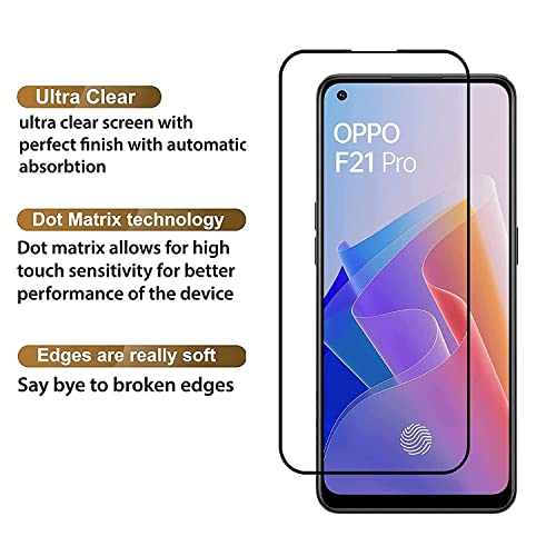 Image of Screen Protector for Oppo F21 Pro (Black) Tempered Glass Edge-to-Edge 6D Screen Guard With Installation Kit