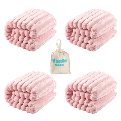 Image of 4 Pack Soft Newborn Fleece Baby Blanket for Girl, Crib Blankets with Wider Striped Design Cute Samll Toddler Receiving Blanket for Baby Shower, 30”×40”, (Lightpink)