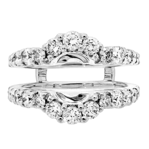 2 Carat Round Lab Diamond Ring Enhancer Guard, 14K White Gold Plated Sterling Silver