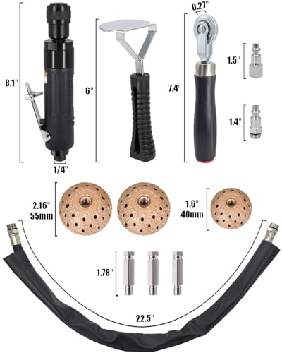 AOFCRELI Tire Repair Kit Air Tire Repair Polish Patch Tools with 2500RPM Low-Speed Air Grinder & Tungsten Buffer for Car, ATV, Truck Tires (Scraping Roller Included)