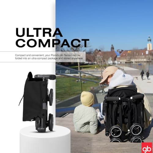 gb Pockit+ All-Terrain, Ultra Compact Lightweight Travel Stroller with Canopy and Reclining Seat in Velvet Black - 3