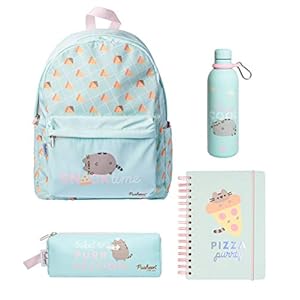 Grupo Erik-PACK0274 Set de papeleria Pusheen, Mochila, Estuche, botella metálica y cuaderno de notas A5, Color (PACK0274)