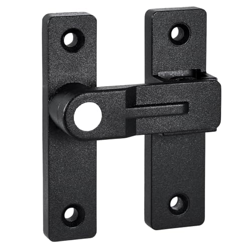 Image of Black Flip Barn Door Lock-180 Degree Barn Door Lock Privacy Security Latch - Elegant Gate Latch Hardware for Barn Doors,Gardens,Windows,Cabinets,Bathrooms,and Sliding Doors(Luminous)