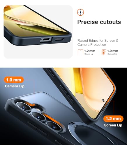 Image of TORRAS 360 Spin for Samsung Galaxy S25 Case with Stand, Fit for MagSafe, 3X Military Grade Protective, Rotatable Kickstand for Samsung S25 Case, Magnetic Ring Slim Hard Cover, Matte Black 6.2''