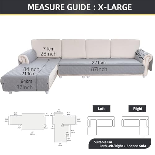 Housse de canapé imperméable d'angle Slish Bei avec accoudoirs