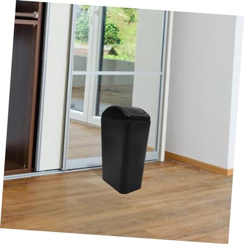 Caneca de Basura Plástica Negra Estrecha con Tapa Abatible miniatura 7