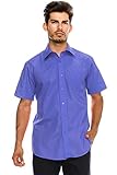 JC DISTRO Men's Regular-Fit Solid Color Short Sleeve Dress Shirt, FRENCHBLUE Shirts (XL)