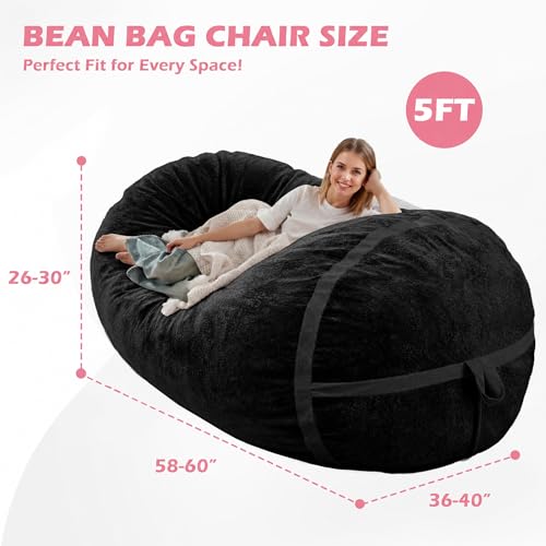 Image of 5FT Bean Bag Chair 5'Giant Bean Bag Chairs with Adults, Large Beanbag Chair