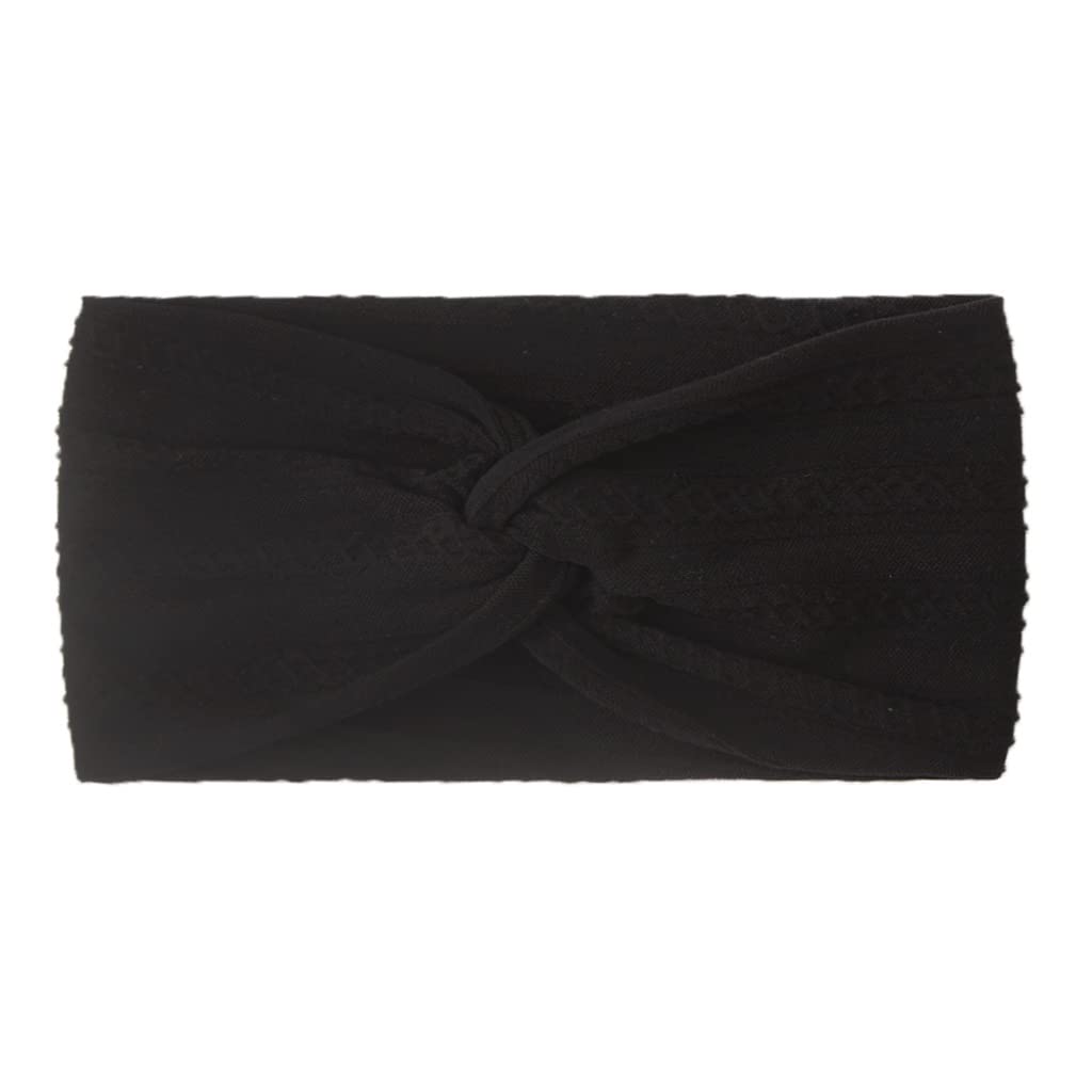 SYGA Baby Headband Nylon Soft Stretchable Bow Hairbands For Newborn Infant Toddler Kids 0-3 Year (Black)