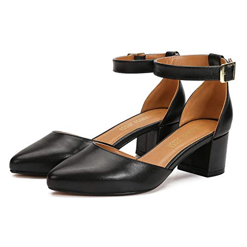 MAIERNISI JESSI Unisex Men's Women's Pumps Ankle Strap D-Orsay Pointed Toe Chunky Heel3