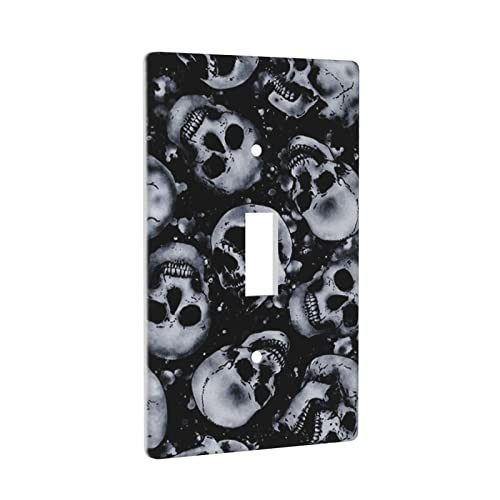 Cool Skull Light Switch Cover Plate Decorative Single Toggle For Teens Boys Black Wall Plates For Kitchen Bedroom Home Bathroom Office Standard Size #TOP20