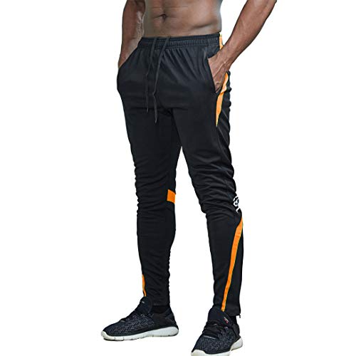 AIMPACT Mens Active Pants for Men Jogging Track Sweatpants Athletic Running Pants Skinny Fit Trousers(Orange S)