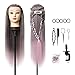 Tete a Coiffer, DanseeMeibr Plus Tête à Coiffer 26-28Inch Doux Ombre 100% Synthétique Tête à Coiffer Professionnelle pour le Salon Coiffeur Poupée avec Support + Ensemble de Tresse
