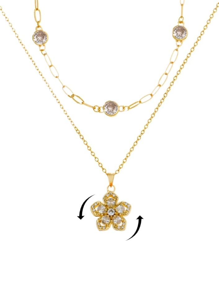 Natural Birthstone Layered Fidget Flower Necklace for Women