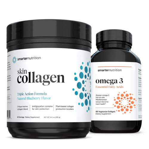 Smarter Skin Collagen - Triple Action Formula For Vibrant, Healthy Skin + Smarter Omega 3 Fish Oil - Mediterranean Omega 3 Essential Fatty Acids Supplement #TOP25