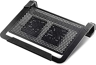 Cooler Master NotePal U2 Plus Podstawka Chłodząca do Laptopa - 2 Ruchome Wentylatory 80mm, Ochrona Podczas Transportu, Ergonomiczna Rama z Aluminium - Czarna