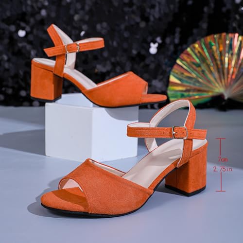 Allbestop Femme Hauts Talons, Sandales Blanches Femme Ballerines Talon Compensées Coussinet Talon Escarpins Chaussures de Marche Pieds Sensibles Sandale d'Été de Dîner, Chaussures Mariage(Orange,36.5) – vue 4