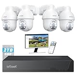 ieGeek【8MP+2TB HDD+360°PTZ】PoE Security CCTV Camera Systems with AI Human & Vehicle Detection, 4K Lite H.265+ DVR/NVR, 4PCS Home Security Cameras, Color Night Vision, Automatic Tracking, Remote Access
