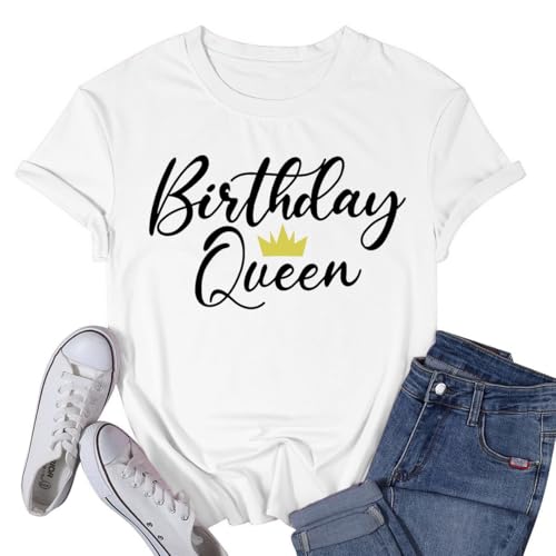 Image of SUWATOIN Womens Birthday Shirts Birthday Squad T-Shirts Party Squad Tee Top