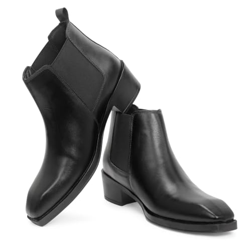 Image of VH ENTERPRISES Cuben chelsea Leather Shoe, Black