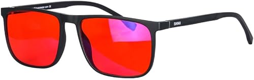 SHINU Good Sleep - Lentes de bloqueo de luz azul para hombre, lentes rojos, anti luz verde, eliminan la fatiga ocular, lentes Bluelight 078RD