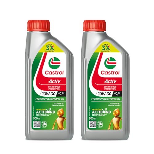 Image of Castrol Activ STOP-START 10W-30 4T Synthetic Engine Oil for Bikes 900ML | 3X Protection | With Actibond Technology | Engine Protection for bikes | JASO MA2 (Pack of 2)