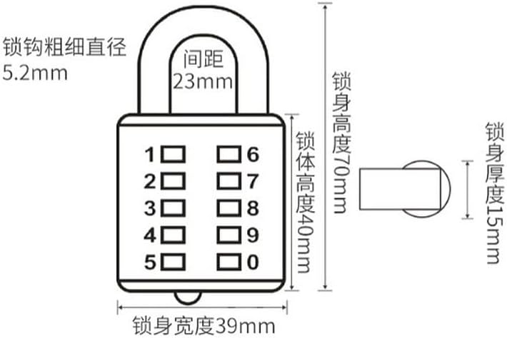 8 Digit Button Combination Padlock Digit Push Password Lock for Locker Drawer Cabinet Door Security Hardware Tool (Color : Black) (Black)