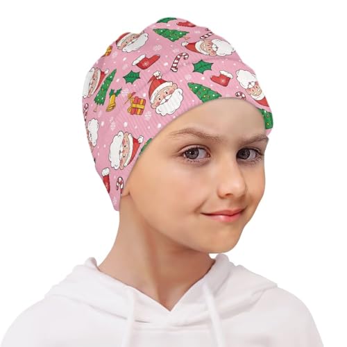 Babrukda Kids Winter Knit Hat, Christmas Santa Claus Warm Skull Hats for Cold Weather Children Beanie Skull Cap Headwear4