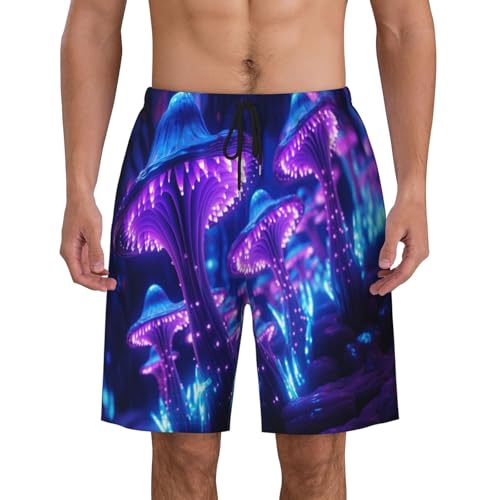 Shiny Mushroom Men Beach Pants â€“ Swim Trunks for Men,Quick-Dry and Comfortable, Suitable for Beach, Surf, and Everyday Wear Black