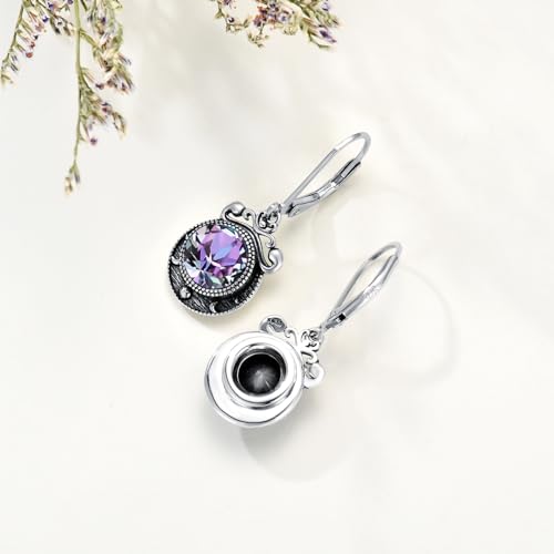 Moon Phase Earrings Sterling Silver Amethyst/ Ruby / Sapphire / Emerald / Moonstone Crescent Moon Phase Leverback Earrings for Women Dangle Drop Earrings Moon Jewelry Gift for Women Teens Girls Mom Wife4