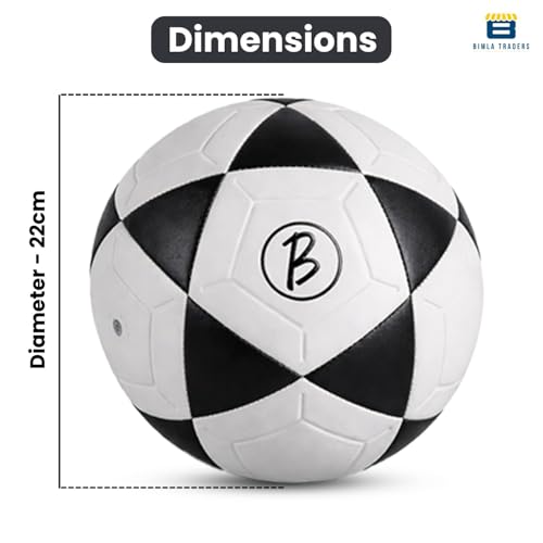 Image of Btag Football | Rubber Moulded Training & Match Ball | All Age Groups | Outdoor Waterproof | for Ground, Grass & Turf (Black)