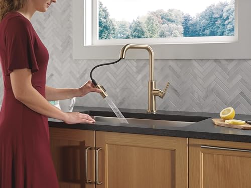Delta-Faucet-Nicoli-U-Spout-Kitchen-Faucet-with-Pull-Down-Sprayer-Champagne-Gold-Kitchen-Sink-Faucet-Modern-Kitchen-Faucet-Single-Hole-Kitchen-Faucet-Champagne-Bronze-19868LF-CZ Delta Faucet Nicoli U Spout Kitchen Faucet with Pull Down Sprayer Champagne Gold Kitchen Sink Faucet Modern Kitchen Faucet Single Hole Kitchen Faucet Champagne Bronze 19868LF CZ
