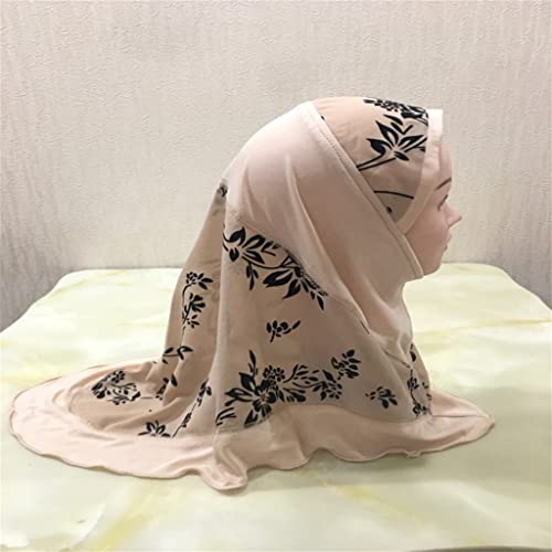 Muslim Kids Girls Hijab Islamic Headscarf Flower Scarf One Piece East Full Cover Wrap Cover3