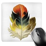 3dRose LLC 8 x 8 x 0.25 Inches Mouse Pad, Victorian Feather in Orange Yellow and Teal (mp_38986_1)