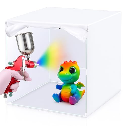 Threehoney Spray Paint Booth Kit Portable Airbrush Booth Spray Paint Tent with Curtain and Filter, 30 x 30 x 30 Inch Tool for DIY Projects Model Nail Toy Part