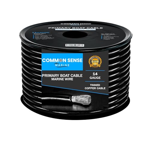 Câble de bateau 14 AWG en cuivre étamé noir flexible pour circuit électrique marine