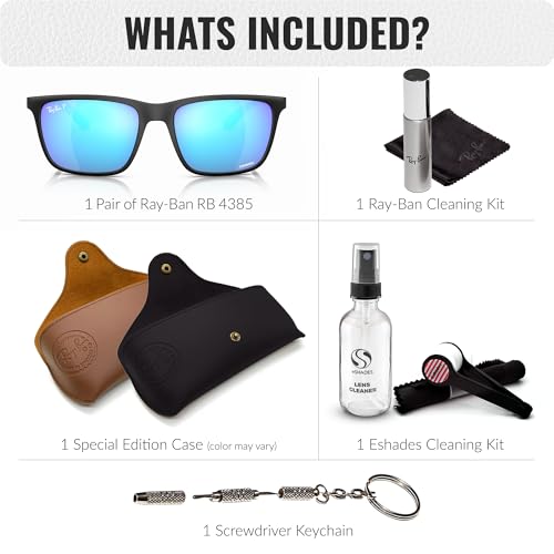 Ray-Ban RB4385 Rectangle Shaped Sunglasses for Men & Women with Official RAYBAN Eyewear Kit2