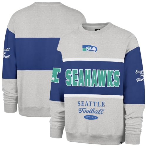 47 Men's Royal/Heather Gray Seattle Seahawks Blockfield Maximalist Sweatshirt
