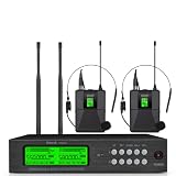 Kimyah Wireless Headset Microphone System, Dual UHF 200 Channel Bodypack Microphone, 328ft Coverage
