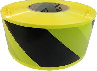 GGR Supplies BRC-80 Non-Adhesive Polyethylene Identification Barricade Film Tape Ideal for Hazardous Areas & Safety Identification. 3 Inch X 1000 Ft. (1 Roll, Black/Yellow)
