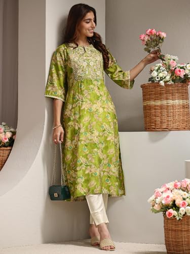 Image of Libas Printed Silk Blend Straight Kurta Suit
