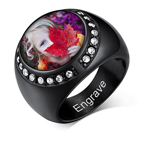 Custom4U Personalized Rings for Men,Photo & Name Engraved Sizes 13 - image 1