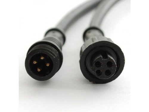 LEDJump Black 18AWG 4 Pin Waterproof Male Female Connector Cable RGB LED Strip with Rubber