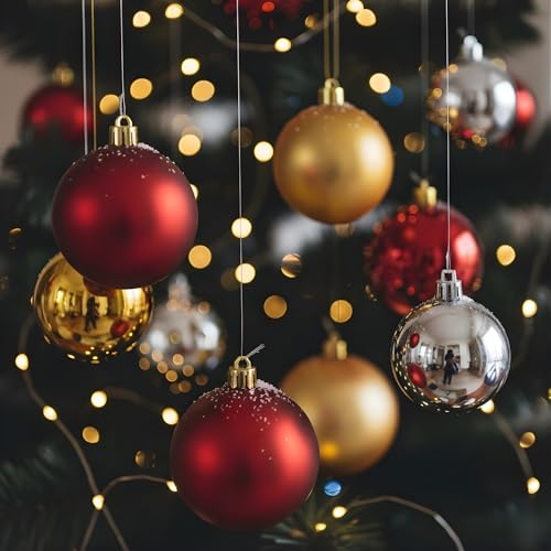 Image of Crackles Christmas Tree Hanging Balls 60MM (Set of 8) | Matt & Shiny Decorative Ornaments | Xmas Tree Decoration Items for Home, Office & Party -Random Colors