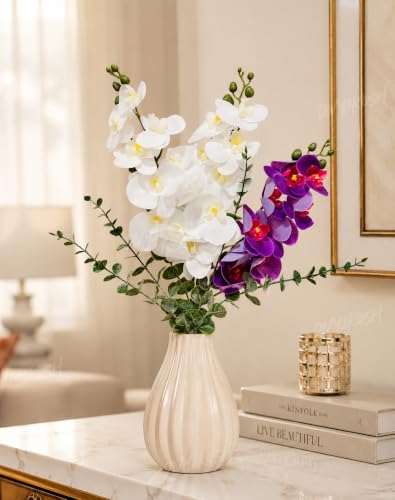 Image of Divyakosh Artificial Flower Bunch with Vase, Orchid Flower Stick Arrangement Luxury Home Decor Bouquet with Vase