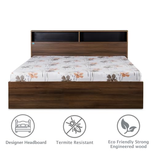 Image of DELITE KOM Urban Engineered Wood Queen Box Bed (Finish Color Acacia Dark Delivery Condition Knockdown)